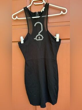 Charlotte Russe Black Mesh-Panel Mini Dress
